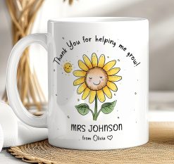 Personalised Sunflower Teacher Mug β Thank You Gift