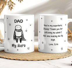 Dad My Hero Mug – Personalised Superhero Gift from Child