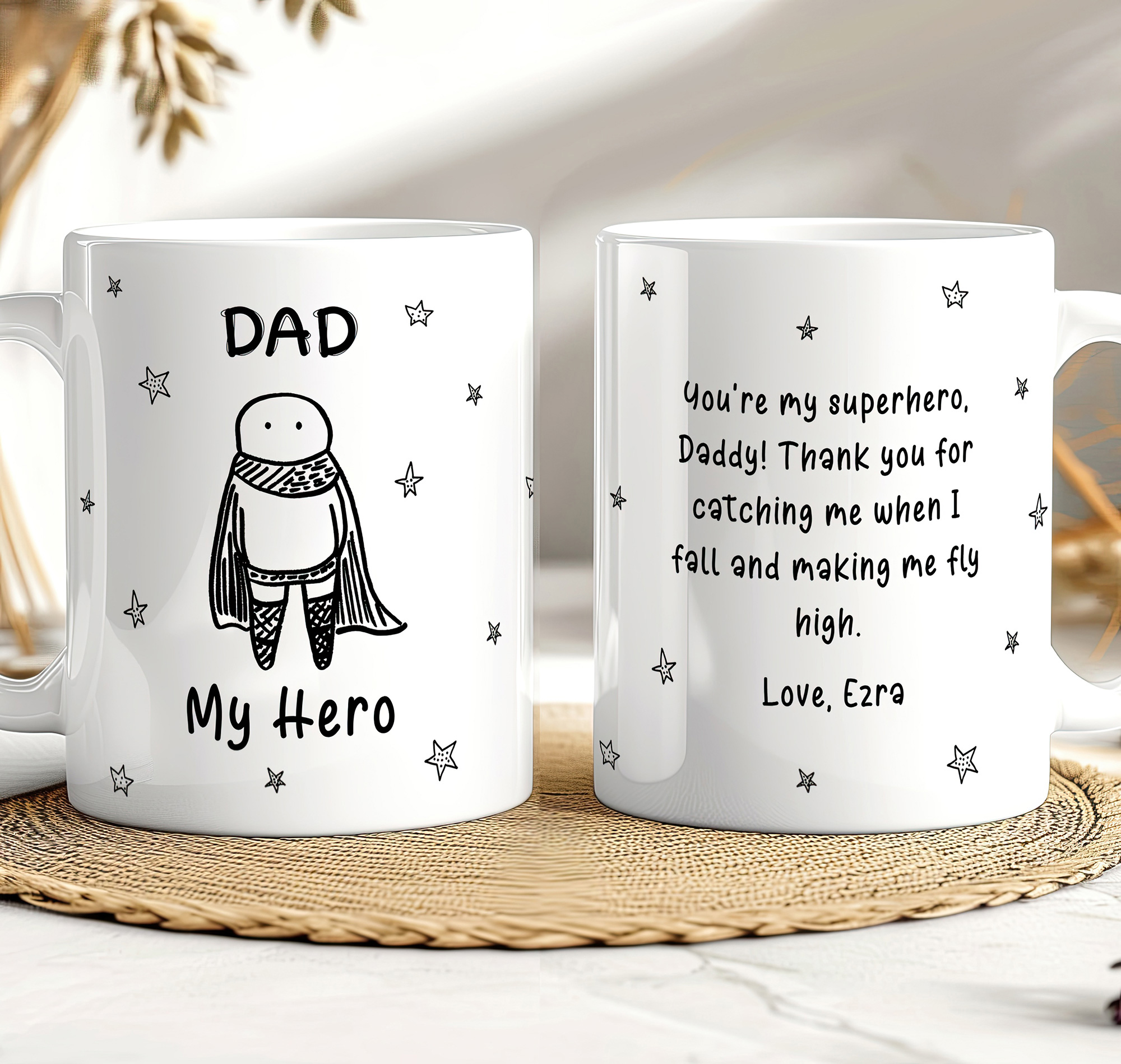 Dad My Hero Mug – Personalised Superhero Gift from Child