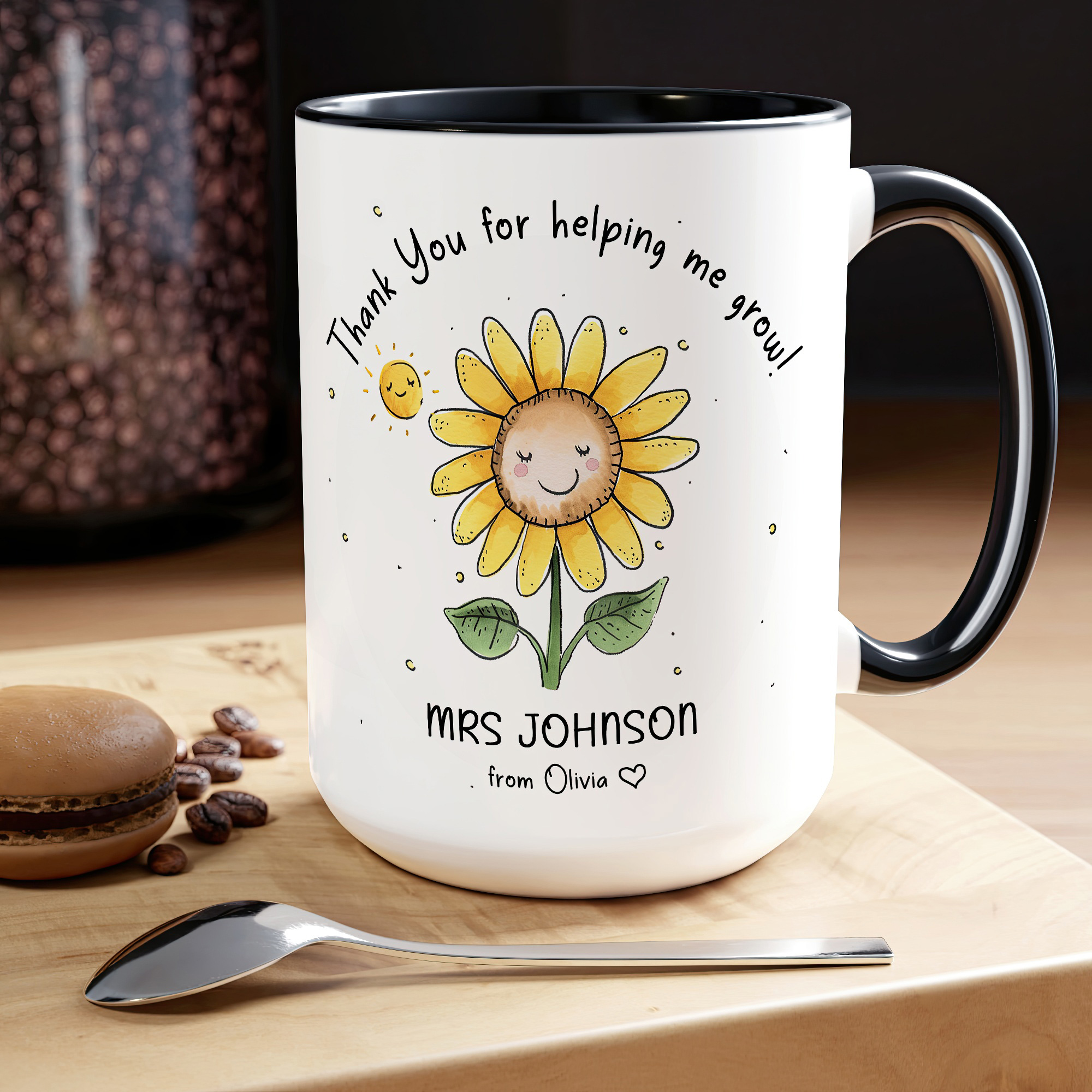 Personalised Sunflower Teacher Mug – Thank You Gift - Image 7