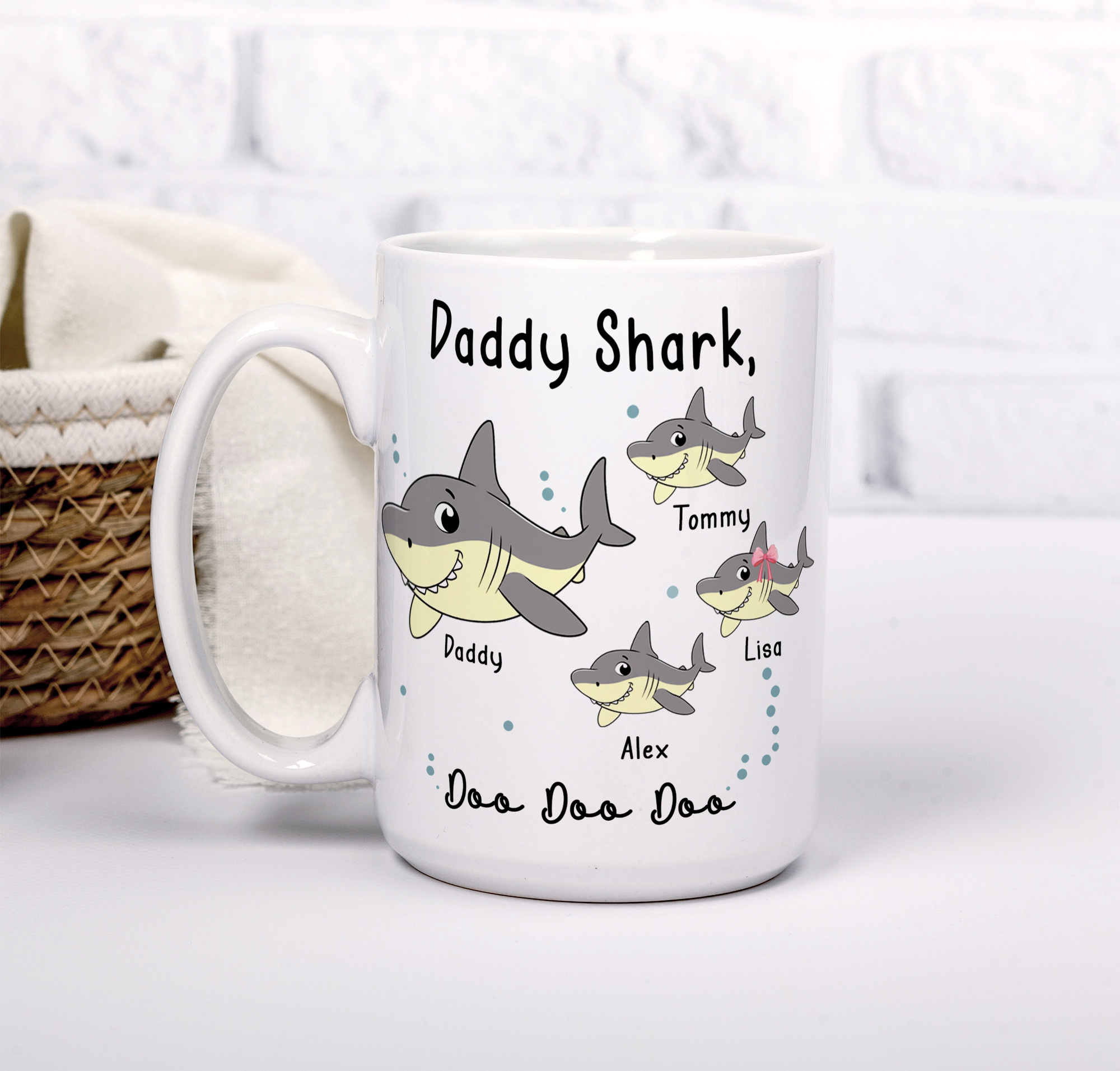 Personalised Daddy Shark Mug - Father's Day Gift - Image 4