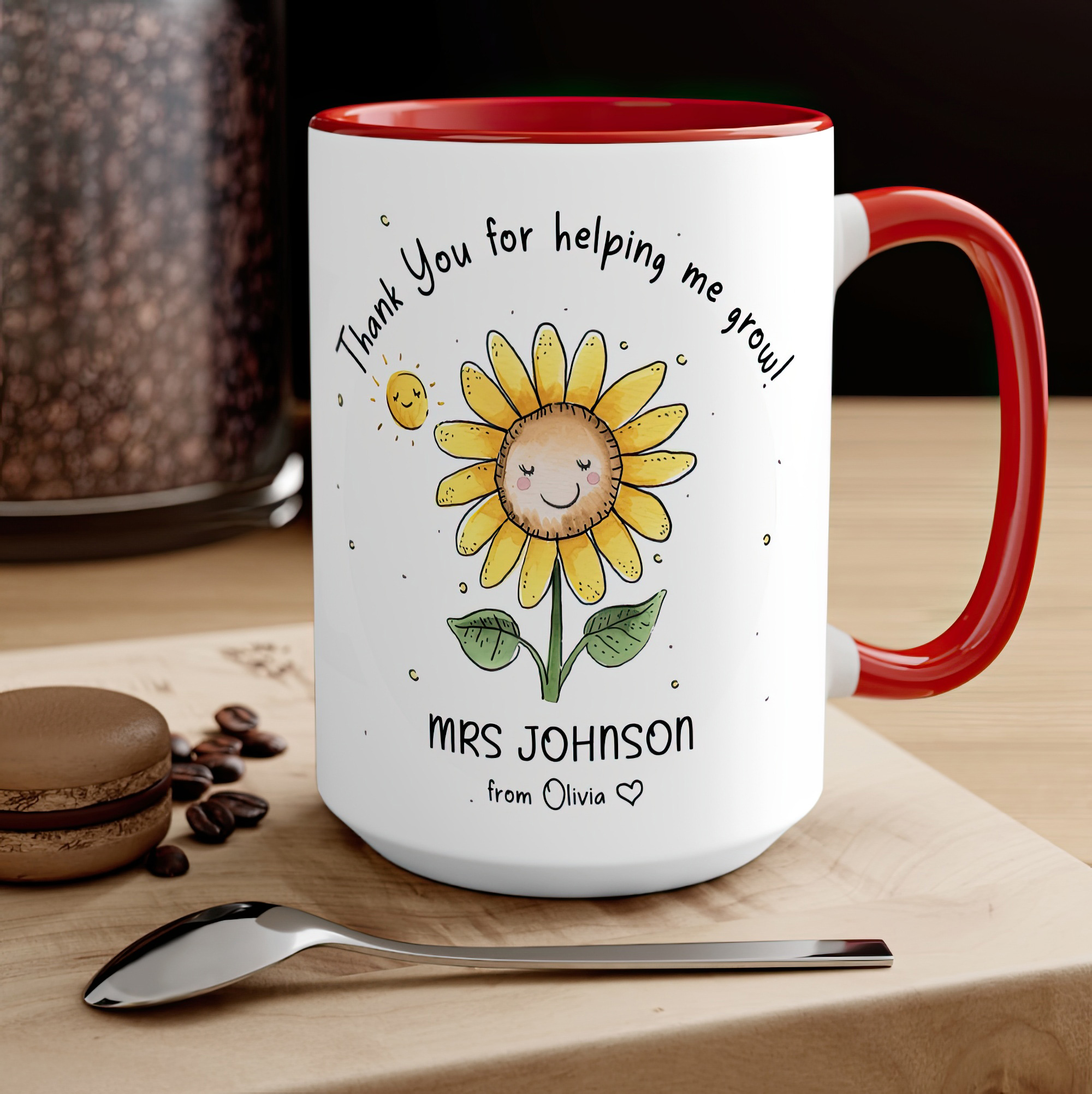 Personalised Sunflower Teacher Mug – Thank You Gift - Image 6