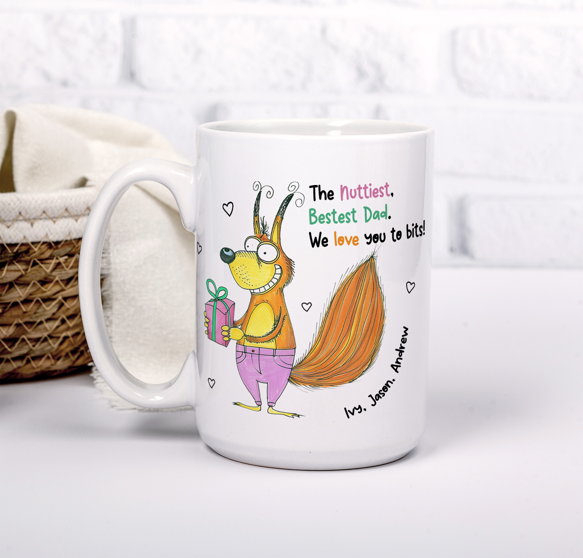 Personalised Funny Dad Mug – Cute Squirrel Gift from Kids - Image 4