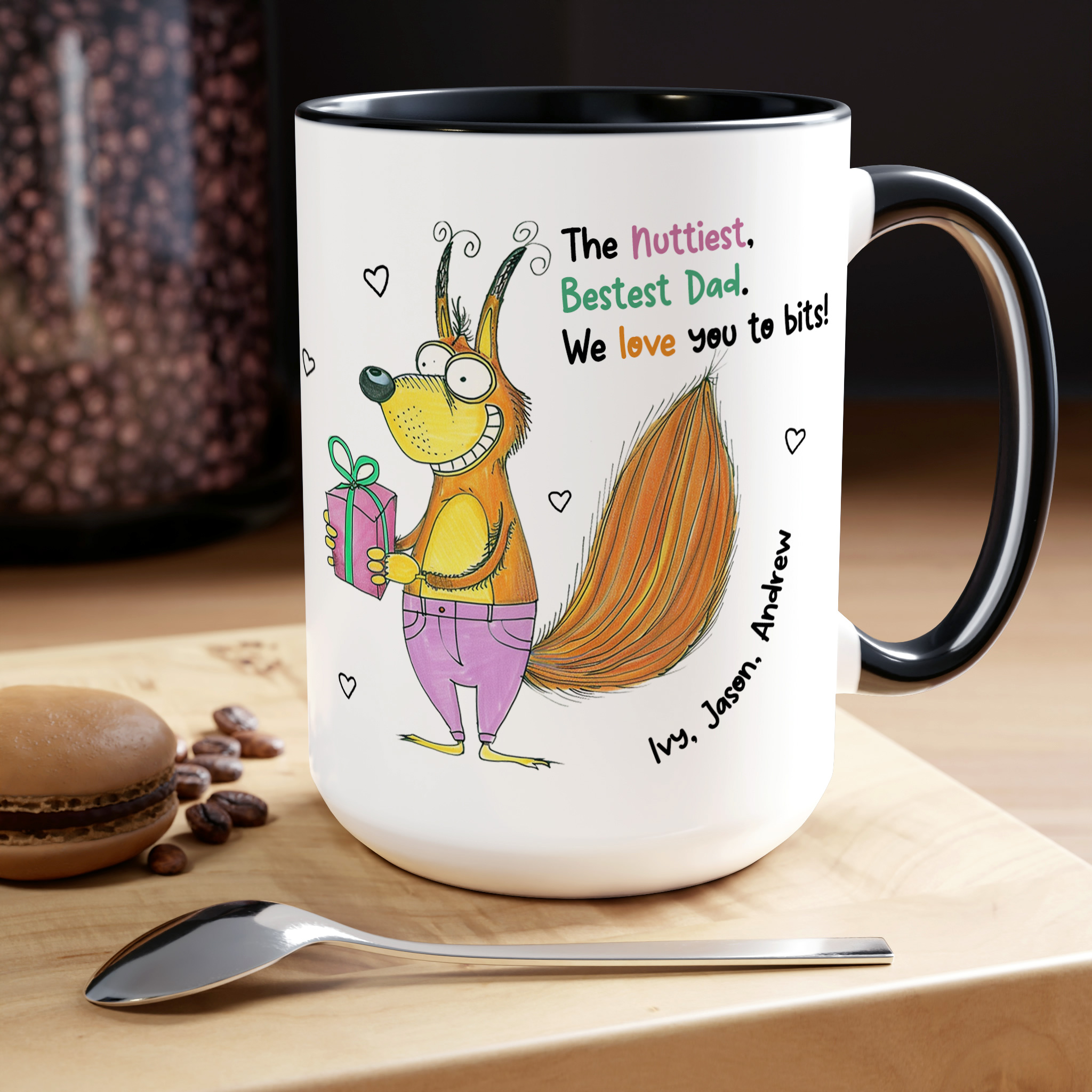 Personalised Funny Dad Mug – Cute Squirrel Gift from Kids - Image 3