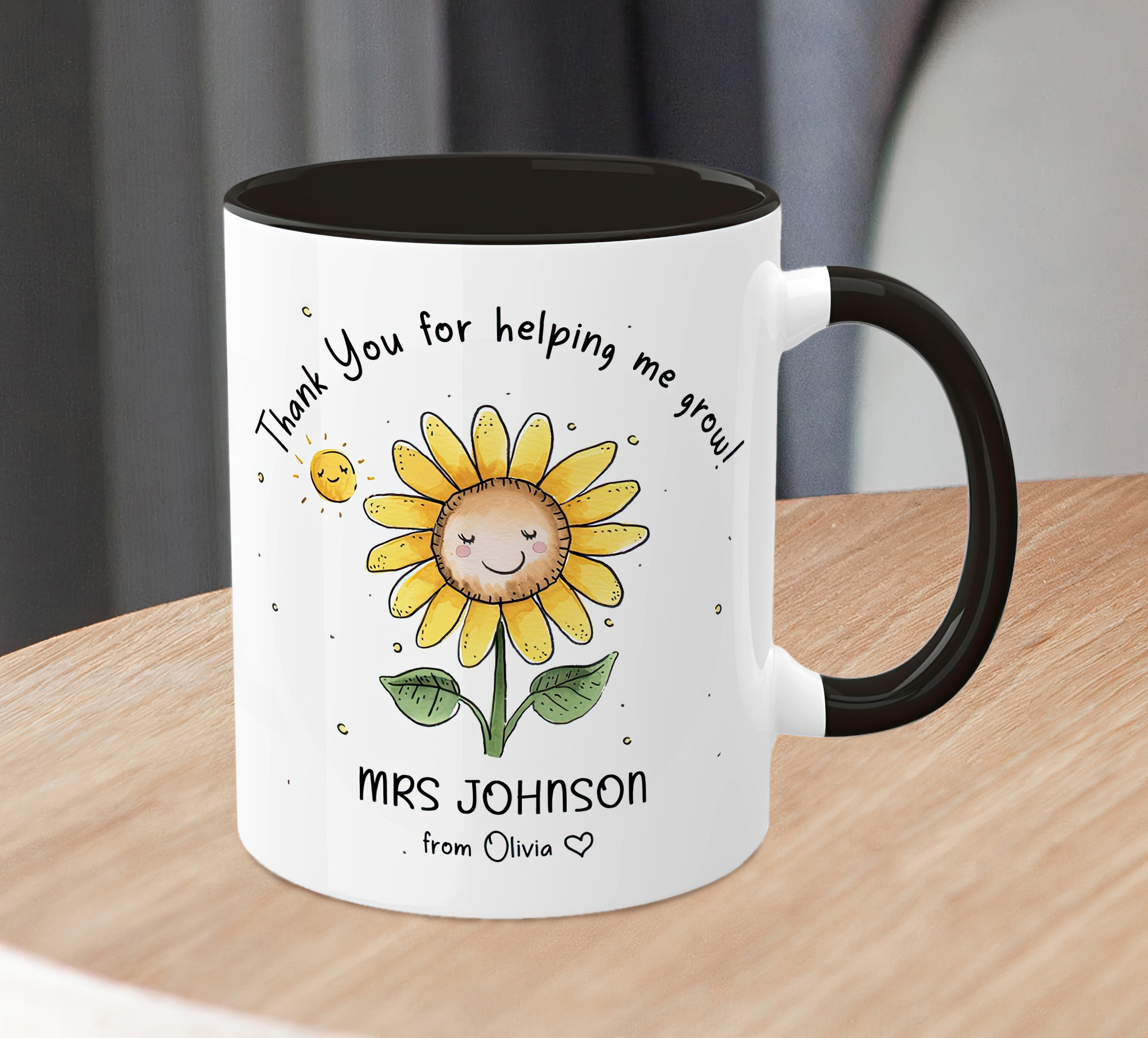 Personalised Sunflower Teacher Mug – Thank You Gift - Image 4