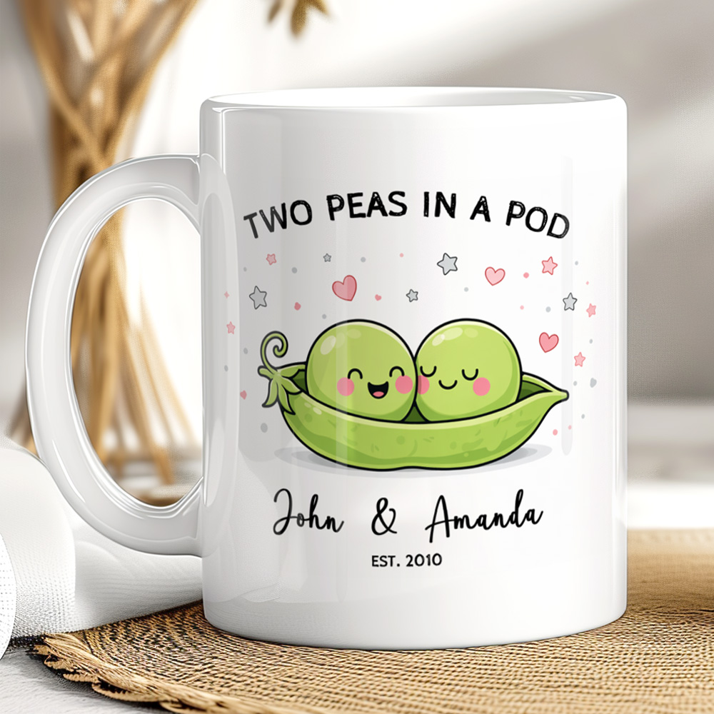 Personalised Two Peas in a Pod Couple Mug