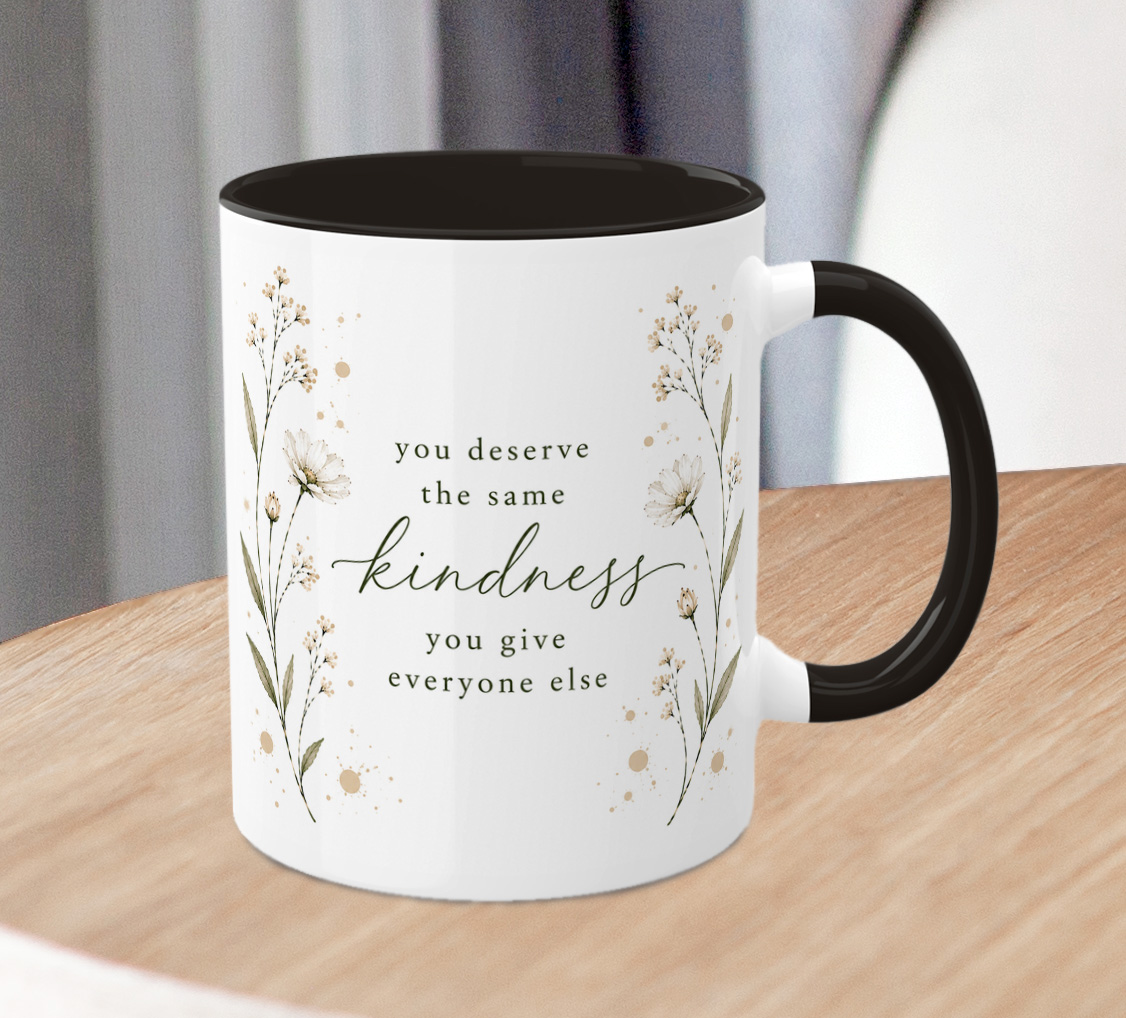 Kindness Quote Mug – Inspirational Floral Coffee Cup Gift - Image 3