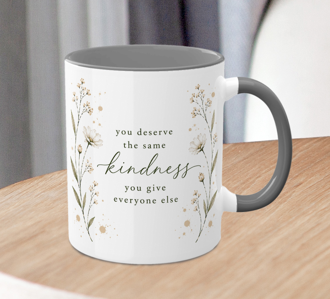 Kindness Quote Mug – Inspirational Floral Coffee Cup Gift - Image 2