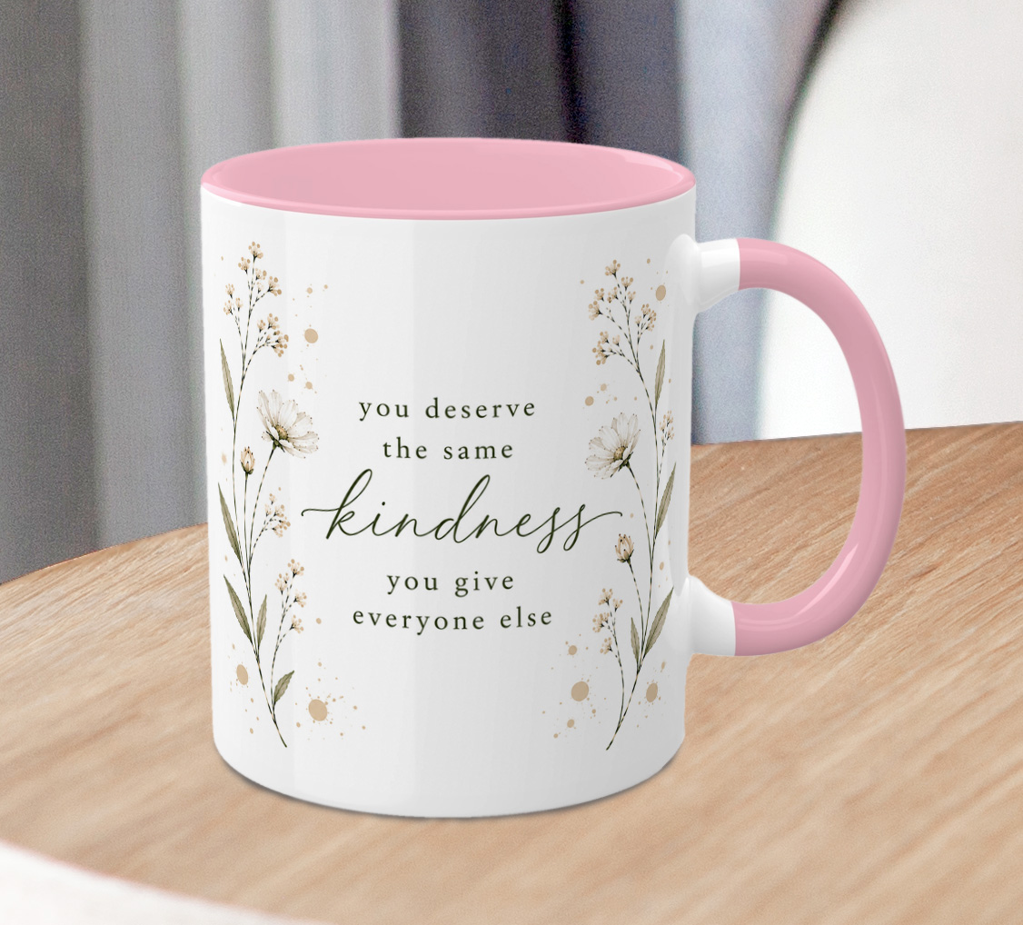 Kindness Quote Mug – Inspirational Floral Coffee Cup Gift - Image 4